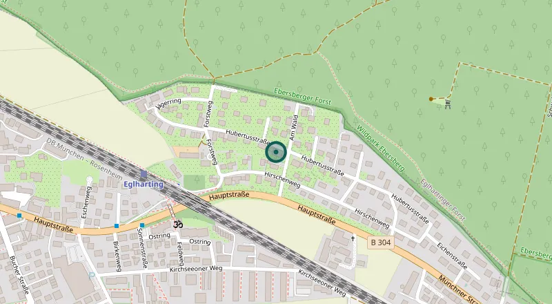 Karte: Lage der Kanzlei Czirnich an der Hubertusstraße in Kirchseeon/Eglharting, nahe der S-Bahn-Haltestelle Eglharting
